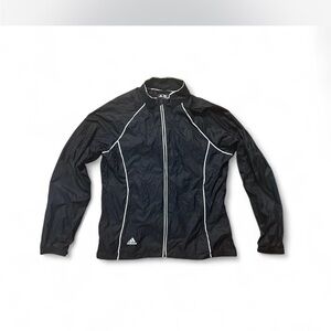 Adidas Men's Black Windbreaker with White Trim